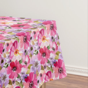 Summer Watercolor Floral Pattern Tablecloth