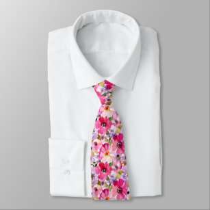 Summer Watercolor Floral Pattern Tie