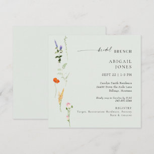 Summer Watercolor Floral Sage Bridal Brunch Invitation