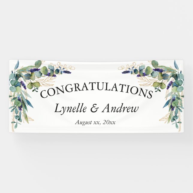 Summer Watercolor Floral Wedding Banner (Horizontal)