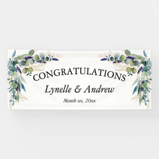 Summer Watercolor Floral Wedding Banner (Horizontal)