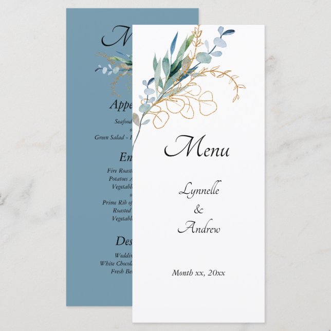 Summer Watercolor Floral Wedding Menu (Front/Back)