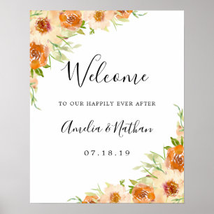 Summer Watercolor Floral Wedding Sign