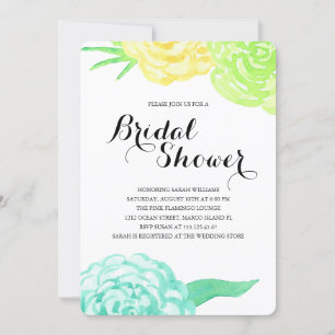 Summer Watercolor Flowers Bridal Shower Invitation