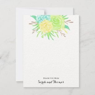 Summer Watercolor Flowers Thank You Notes Invitation