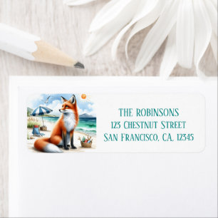 Summer Watercolor Fox on the beach Return Address