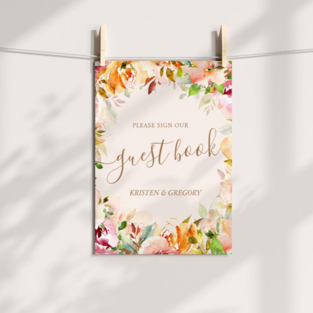 summer watercolor garden floral Wedding guest book (Creator Uploaded)
