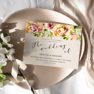Summer Watercolor Garden Floral Wedding Invitation