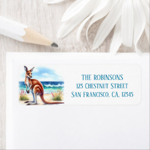 Summer Watercolor Kangaroo on the beach