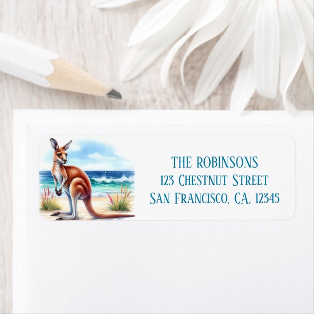 Summer Watercolor Kangaroo on the beach (Insitu)