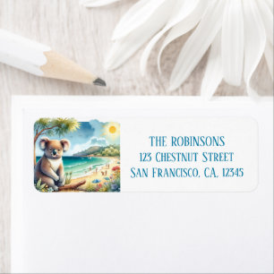 Summer Watercolor Koala on the beach