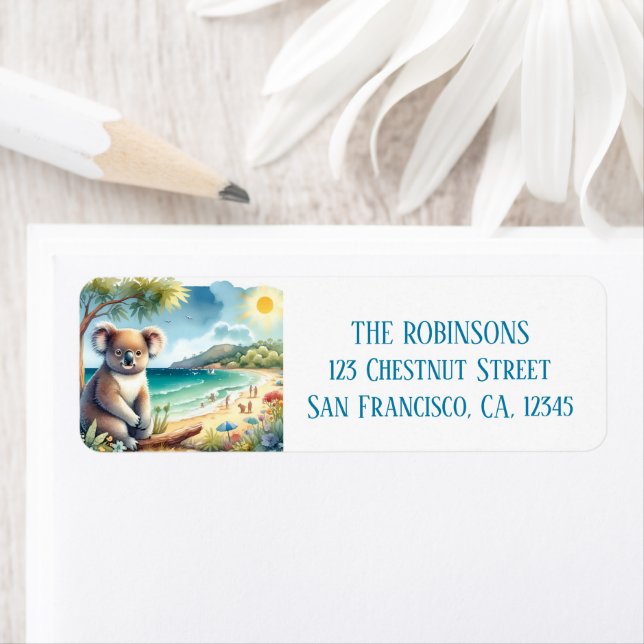 Summer Watercolor Koala on the beach (Insitu)