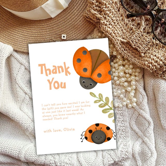 Summer Watercolor Little Ladybug Baby Shower  Thank You Card (Summer Watercolor Little Ladybug Baby Shower Thank You Card)