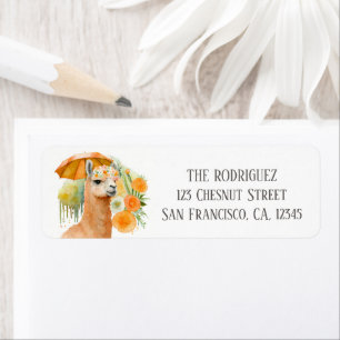 Summer Watercolor Llama Umbrella  Return Address
