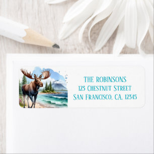 Summer Watercolor Moose on the beach