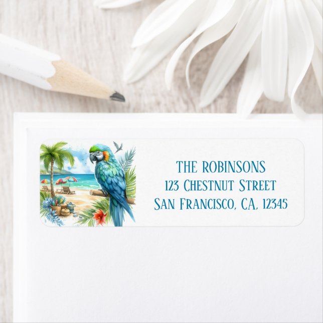 Summer Watercolor Parrot on the beach (Insitu)