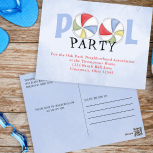 Summer Watercolor Pool Party Invitations
