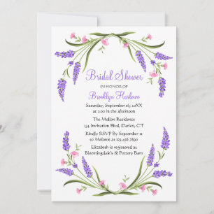 Summer Watercolor Purple Floral Bridal Shower Invitation