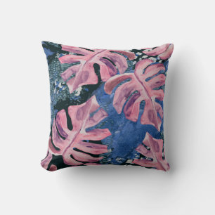 Summer Watercolor Tropical Grunge Pattern Cushion