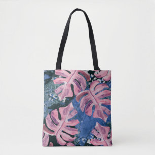 Summer Watercolor Tropical Grunge Pattern Tote Bag