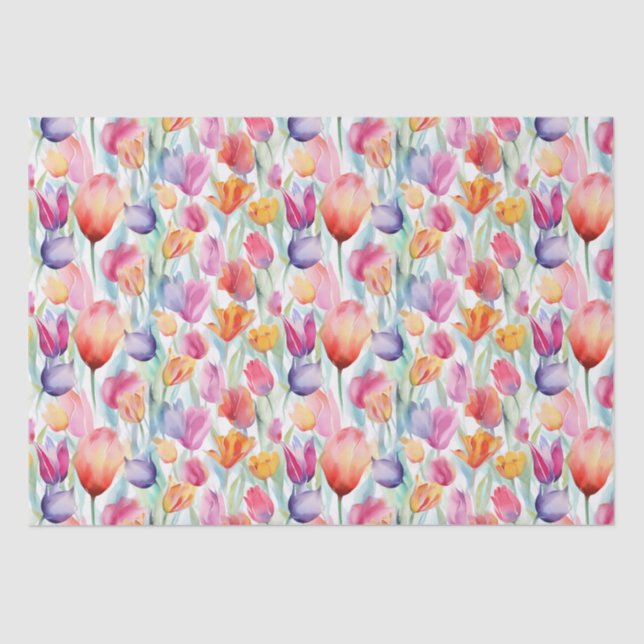Summer Watercolor Tulip Tissue Paper (Front)