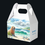 Summer Watercolor Walrus Favour Box<br><div class="desc">Summer vibes favour boxes featuring a watercolor walrus on the beach. Customisable.</div>