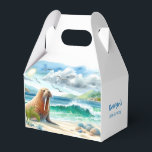 Summer Watercolor Walrus Favour Box<br><div class="desc">Summer vibes favour boxes featuring a watercolor walrus on the beach. Customisable.</div>