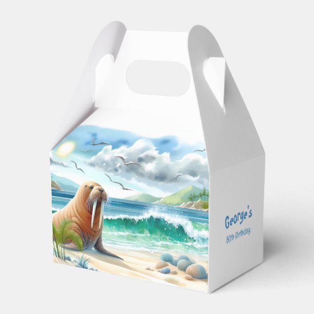 Summer Watercolor Walrus Favour Box (Front Side)