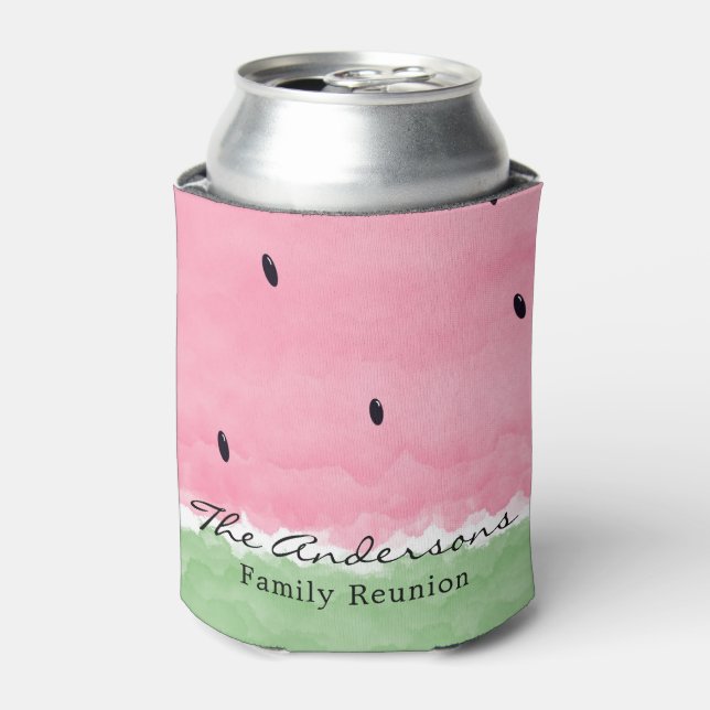Summer Watercolor Watermelon Family Reunion  Can Cooler (Can Front)