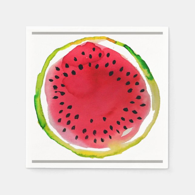 Summer Watercolor Watermelon Napkin (Front)