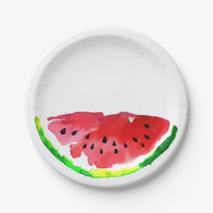 Summer Watercolor Watermelon Paper Plate