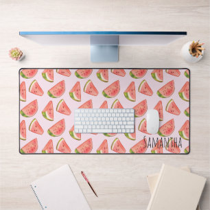 Summer Watercolor Watermelon Slices Desk Mat