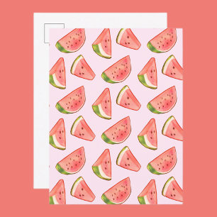 Summer Watercolor Watermelon Slices Postcard