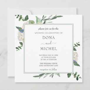 Summer Watercolor Wild Floral Wedding Invitation