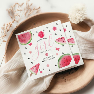 Summer Watermelon 'A Sweet Baby' Girl Baby Shower Napkin