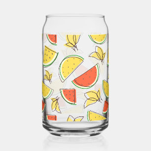 Summer Watermelon and Lemons Can Glass