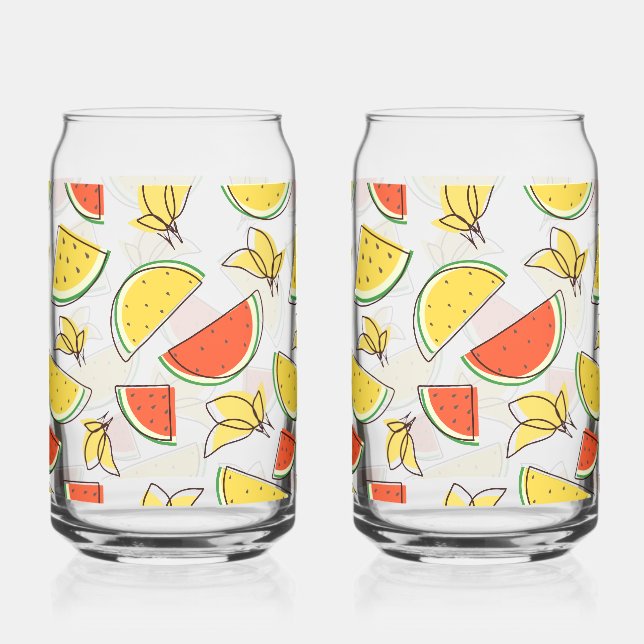 Summer Watermelon and Lemons Can Glass (Front)