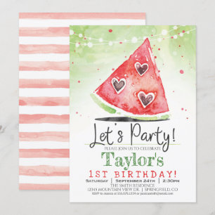 Summer Watermelon Birthday Party Invitation