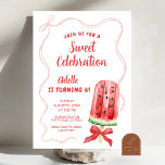 Summer Watermelon Birthday Party Invitation<br><div class="desc">Summer Watermelon Birthday Party Invitation,  Tropical Popsicle Birthday Invitation,  Popsicle Theme Birthday Invitation,  Summer Theme Birthday Invitation,  Watermelon Bow Coquette Birthday Invitation, </div>