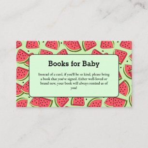 Summer Watermelon Books for Baby Baby Shower Enclosure Card