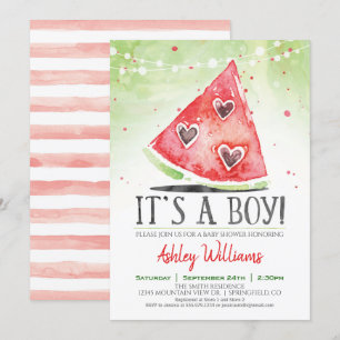 Summer Watermelon Boy Baby Shower Invitation