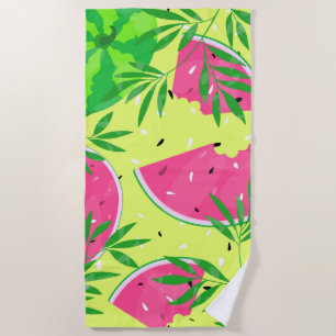 Summer Watermelon Branches Bright Tropical Beach Towel