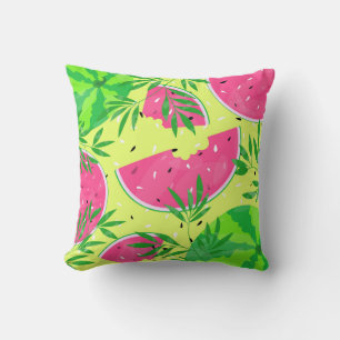Summer Watermelon Branches Bright Tropical Cushion