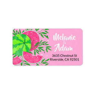 Summer Watermelon Branches Bright Tropical Label