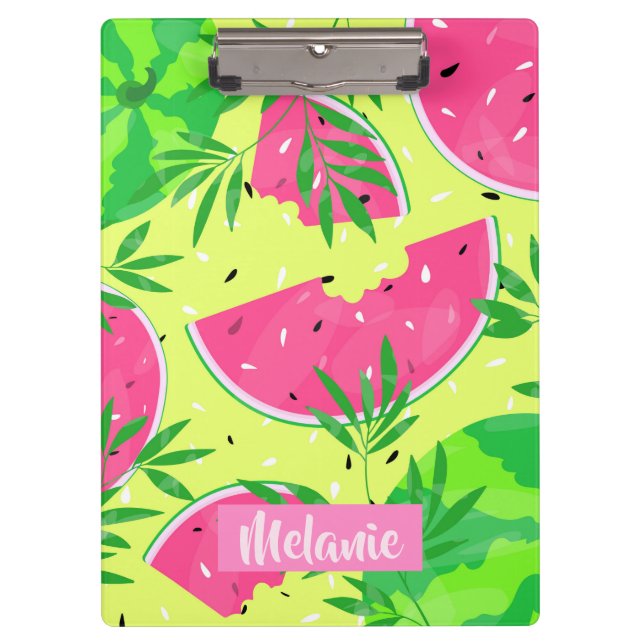 Summer Watermelon Branches Tropical Personalised Clipboard (Front)