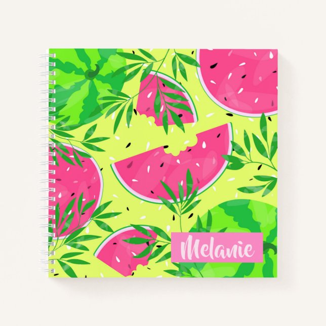 Summer Watermelon Branches Tropical Personalised Notebook (Front)