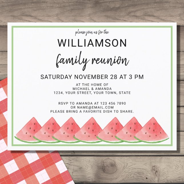 Summer Watermelon Family Reunion  Announcement Postcard (Creator Uploaded)