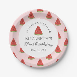 Summer Watermelon First Birthday  Paper Plate