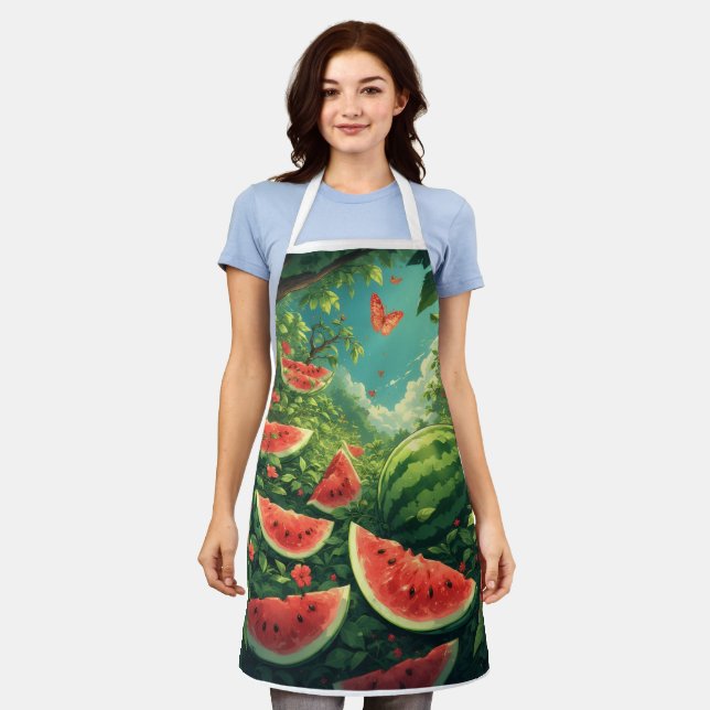 Summer Watermelon Garden – Colourful Nature Apron (Worn)