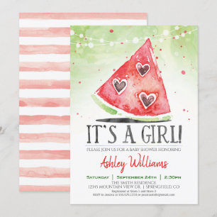 Summer Watermelon Girl Baby Shower Invitation